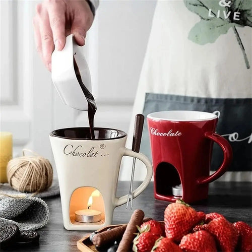 Tazza Fonduta Cioccolato™ In Ceramica con Candela